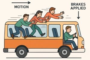 newton first law, standing moving bus