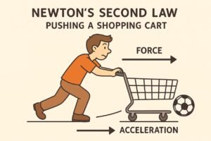 newton second law, pushing shoping cart